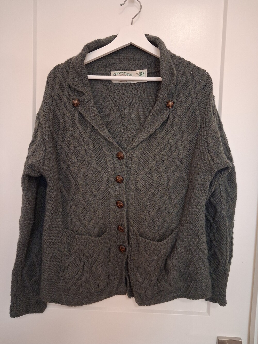 Green Aran Knit Cardigan